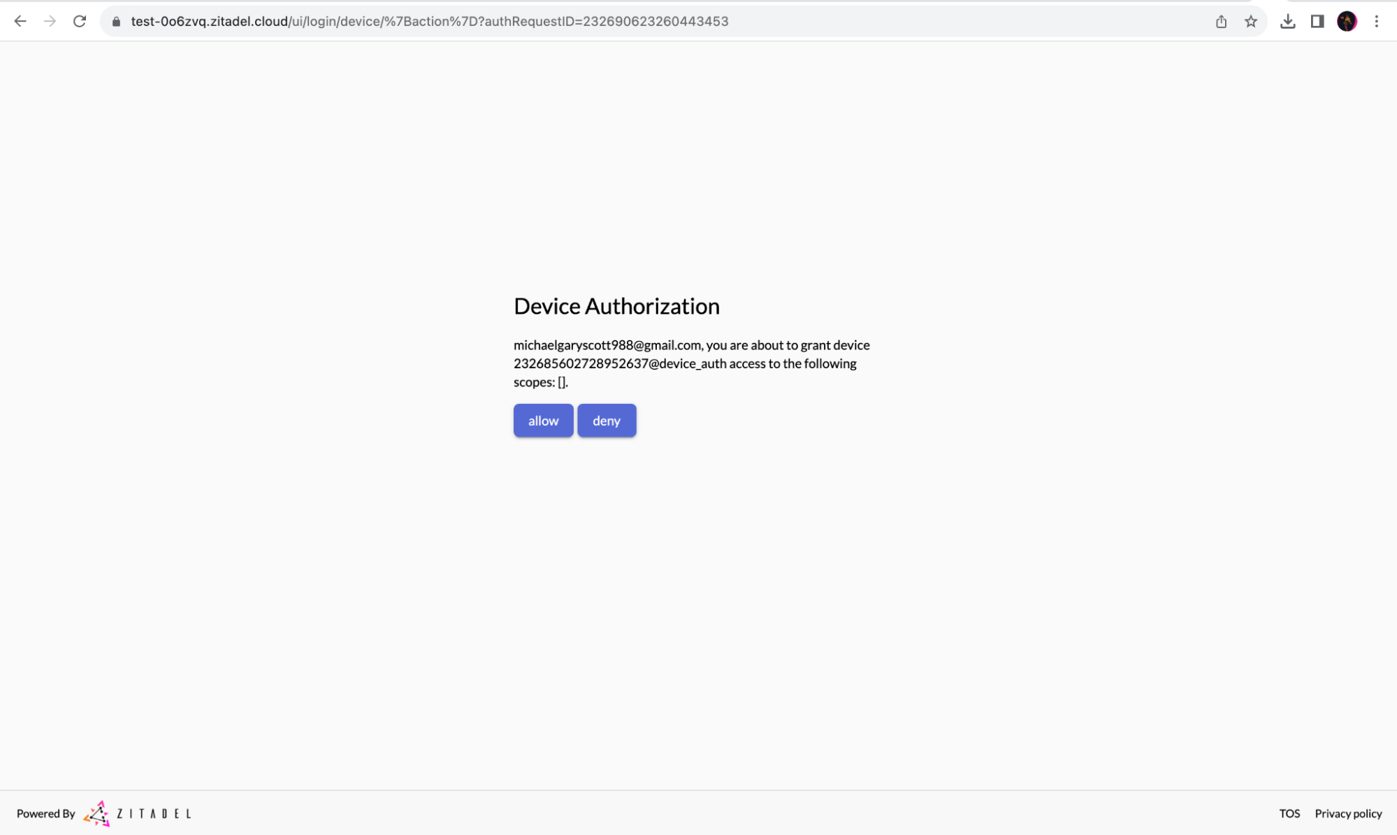 Device Authorization Flow in ZITADEL